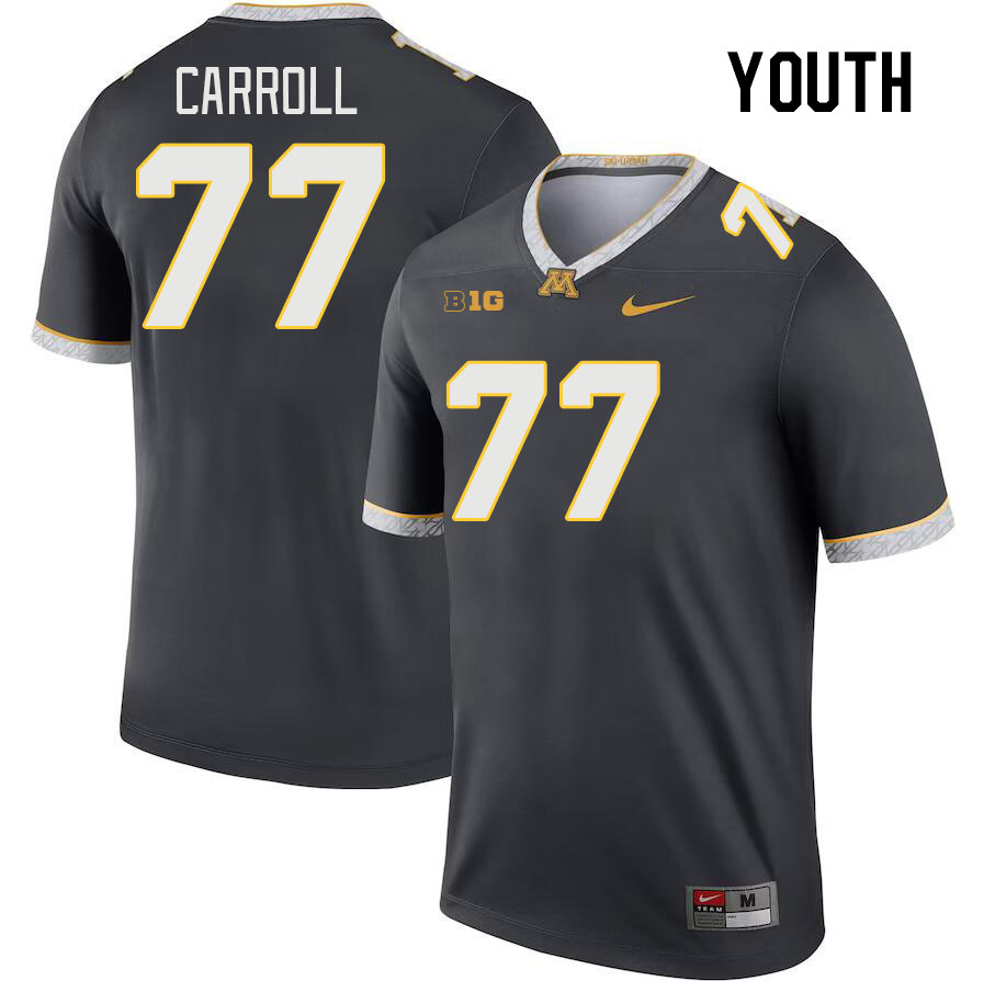 Youth #77 Quinn Carroll Minnesota Golden Gophers College Football Jerseys Stitched-Charcoal - Click Image to Close